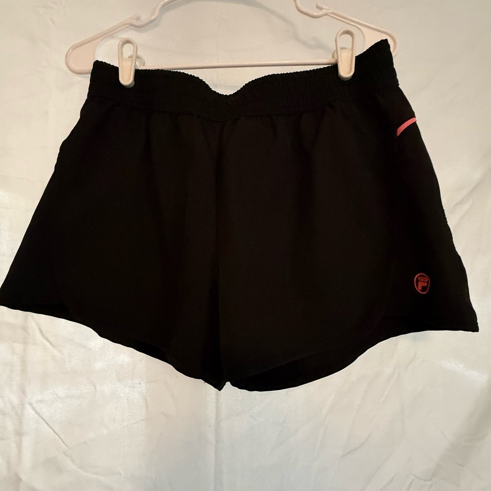 Fila Black Athletic Shorts with Pink Accent
